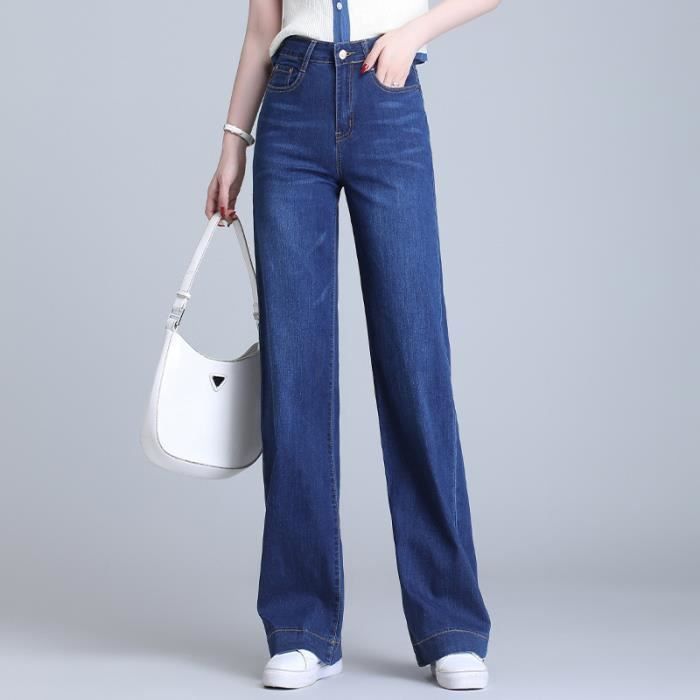 Jean Femme Été Bootcut Léger Taille Haute - INSFITY - Bleu fonce