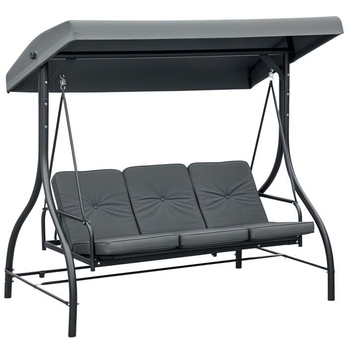 Outsunny metalen tuinschommel 195x117x175cm grijs