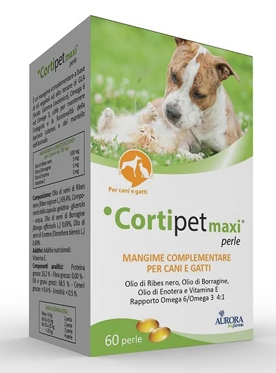 Cortipet Perle Maxi Suplemento alimentar veterinário contra irritação da pele 60 pérolas