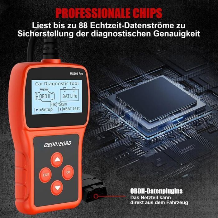 MS309PRO Escáner universal OBD2, lector de códigos de error del motor, herramienta de diagnóstico CAN para todos los protocolos OBD II.