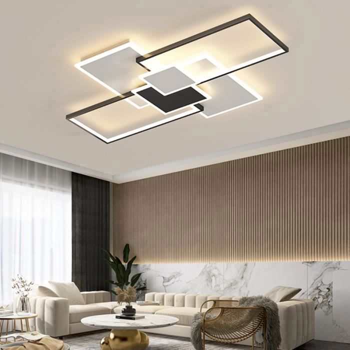 DORLINK 120W dimbare LED-plafondlamp met afstandsbediening – Ø110cm – 3000-6500K – Modern design – Woonkamer/keukenverlichting – Zwart+wit