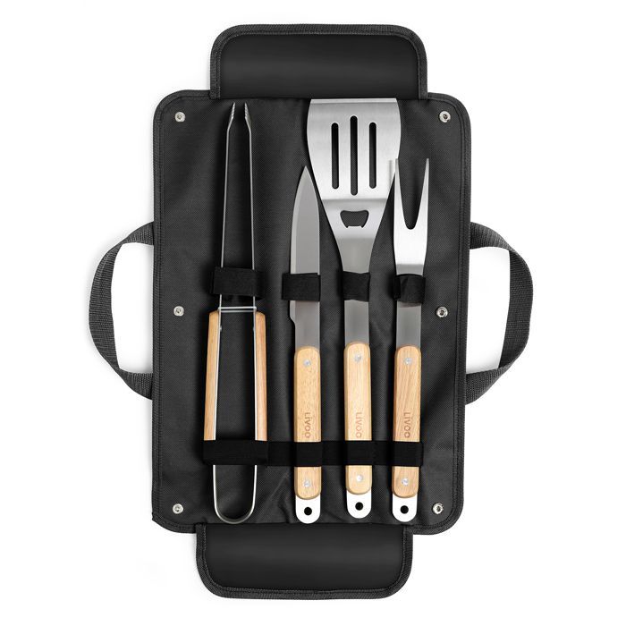 Juego de accesorios para barbacoa LIVEO de 4 piezas - Momentos para disfrutar - Metal - Negro