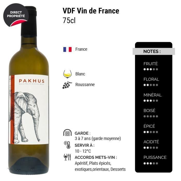Pakhus Blanc - Caja de 6 x 75cl - Philippe y Sylvain Ravier - Vino blanco de Saboya - Bugey - Denominación VDF Vin de France - Origen