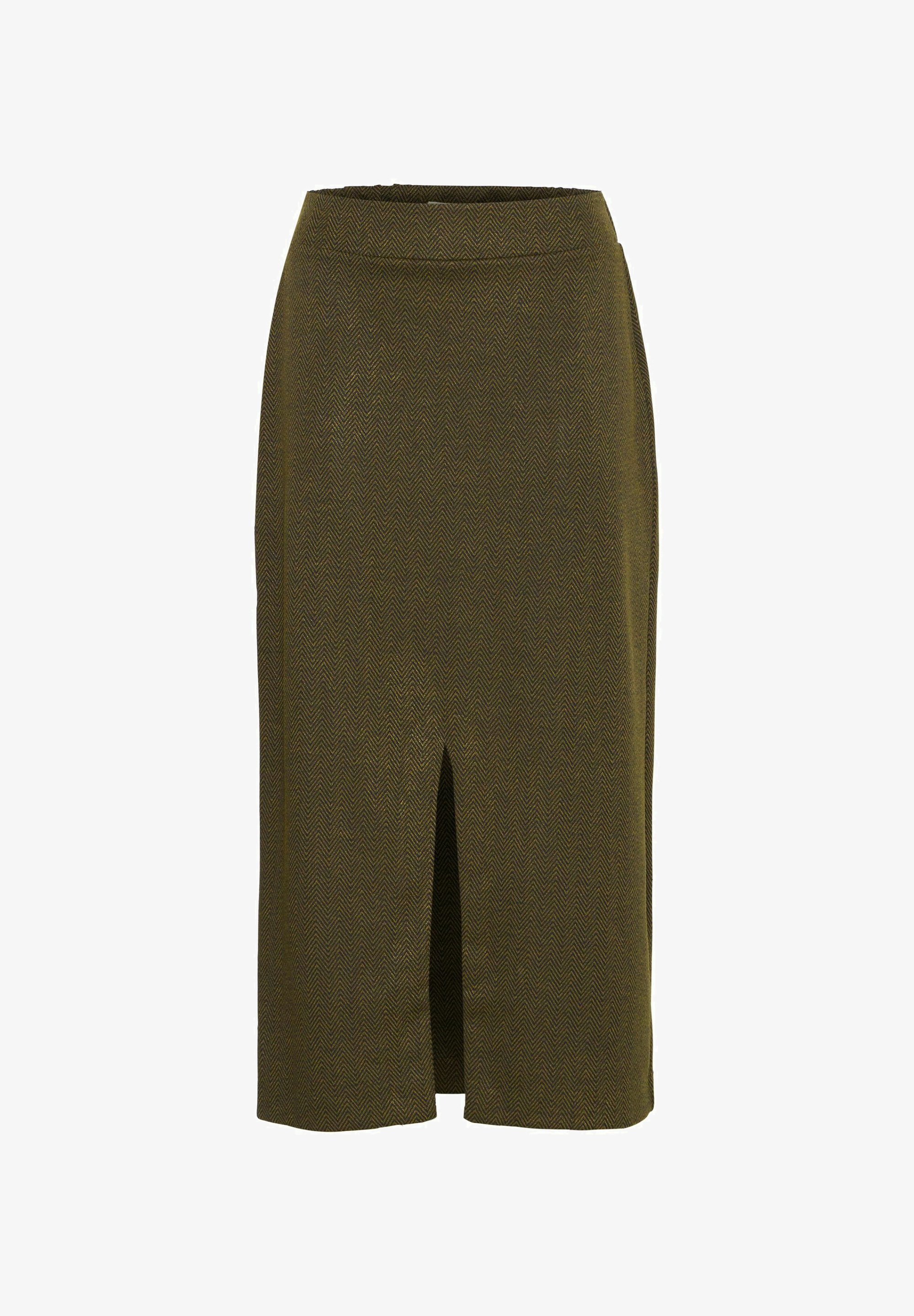 ICHI IHKATE JACQUARD LONG - A-lijn rok - zwarte hagedissenprint met visgraatmotief
