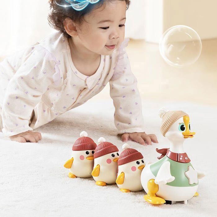 Jouet Canard Électrique - KCVV - Ensemble de Jeu Familial - 1 Canard + 3 Bébés - Sécuritaire - Interactif