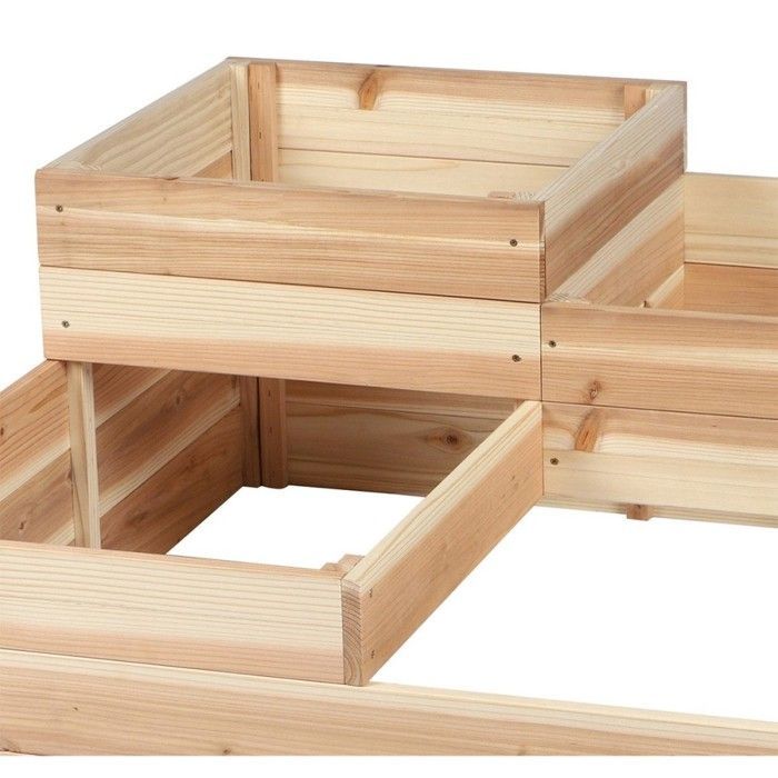 Carré potager 80x80 cm 4 niveaux en bois naturel
