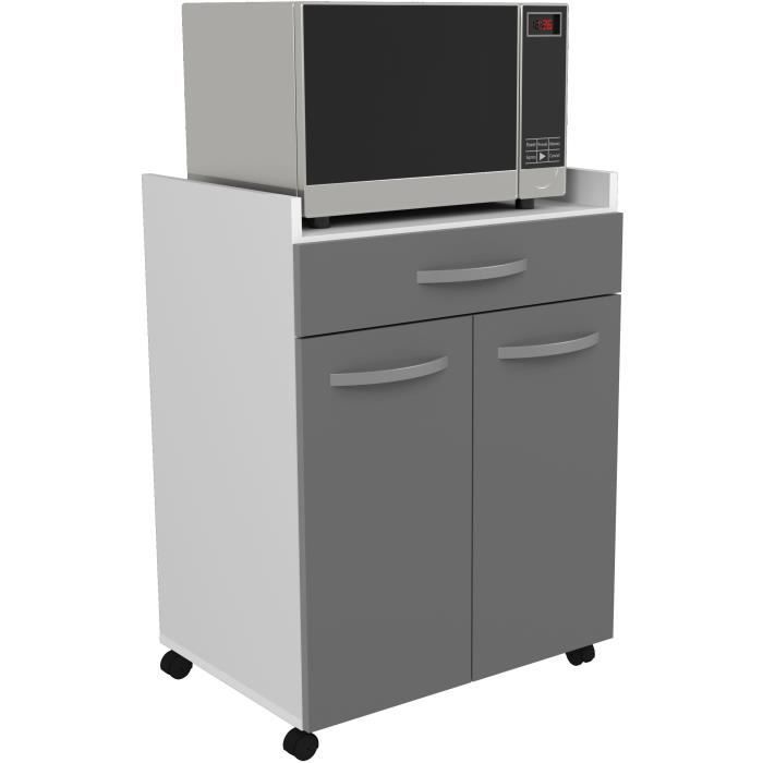OSLO Serving Cart, 60 cm - 1 Drawer and 1 Door - W 60 x D 44 x H 81 cm - Glossy Grey - EKIPA