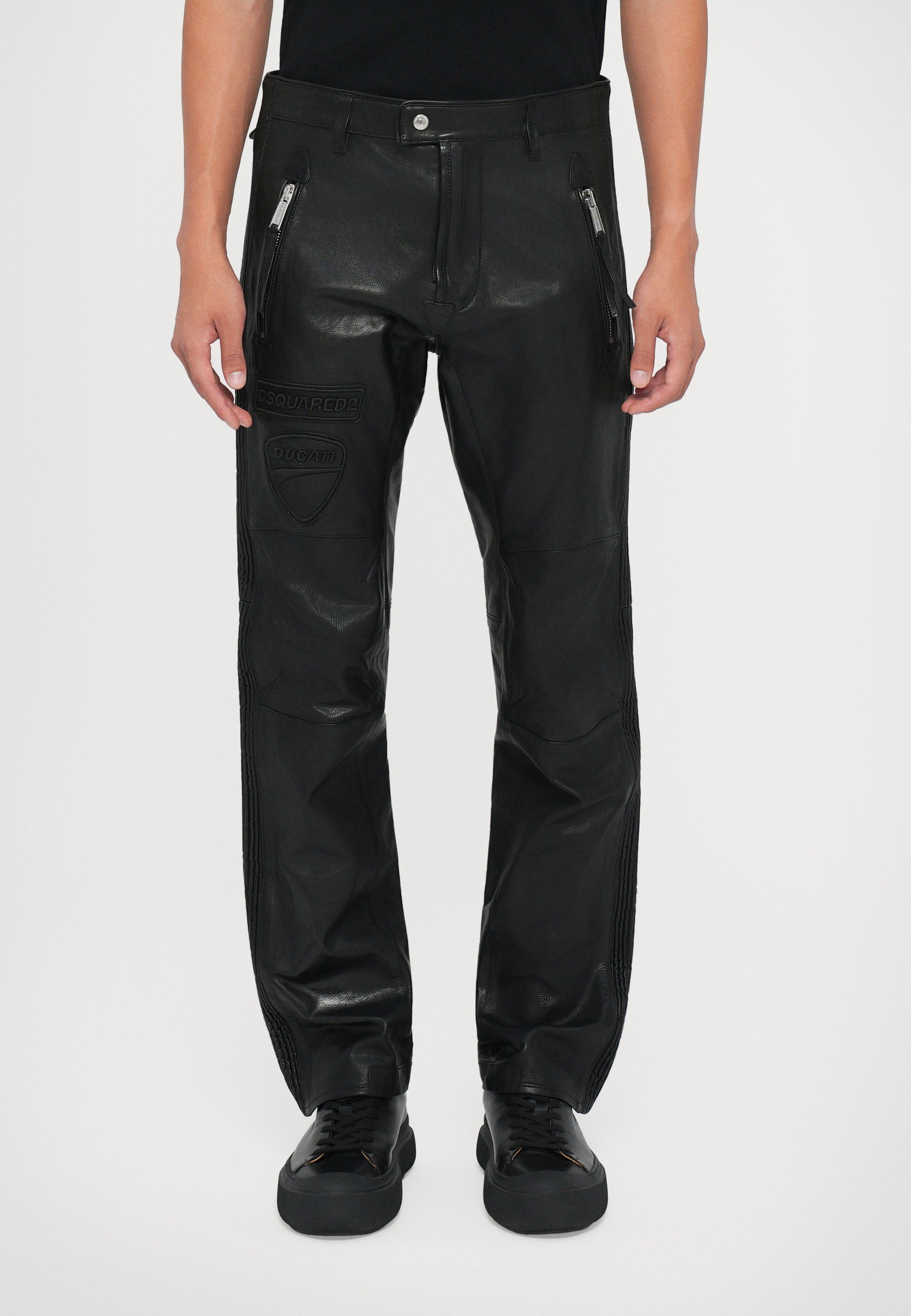 Dsquared2 DUCATI PANT - Leren broek - zwart