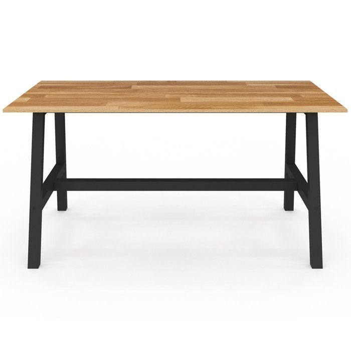 Mesa de comedor rectangular fija - IDMARKET - MADELEINE - Madera y negro - 6 personas - 160 cm