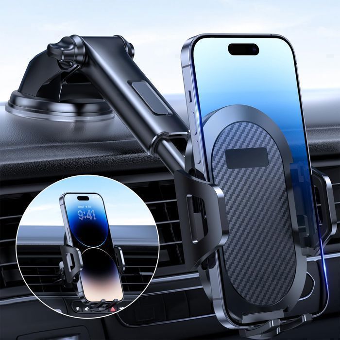 Supporto universale retrattile per telefono da auto - Ventosa regolabile per cruscotto e parabrezza, compatibile con Samsung/iPhone/Xiaomi da 4-7 pollici