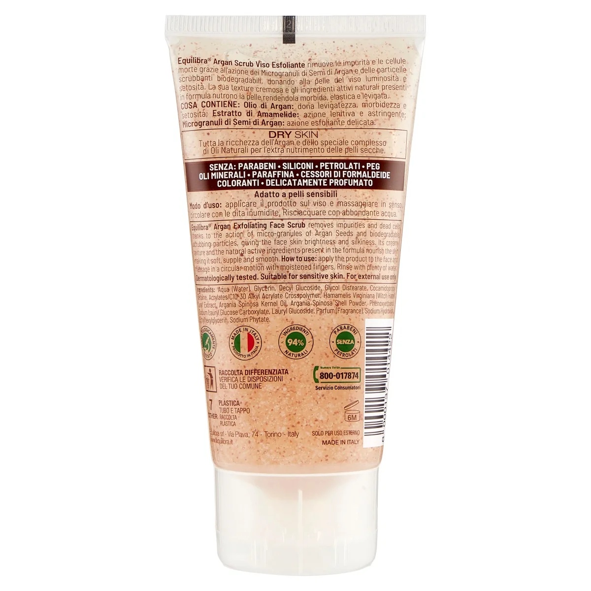 EQUILIBRA Equilibra Argan exfoliërende gezichtsscrub 75 ml Huidverzorging