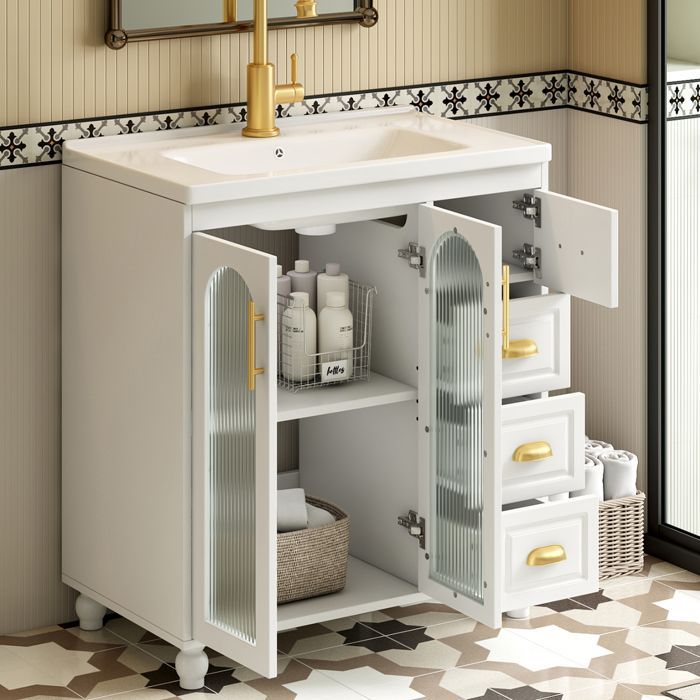 Meuble de salle de bain simple lavabo avec meuble bas 80cm avec lavabo en céramique,blanc