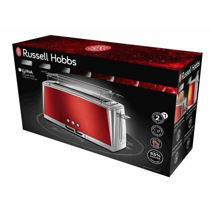 Toaster - RUSSELL HOBBS - Luna Solar Rot - Langer Schlitz - 1420 W - Aufwärm- und Auftaufunktion