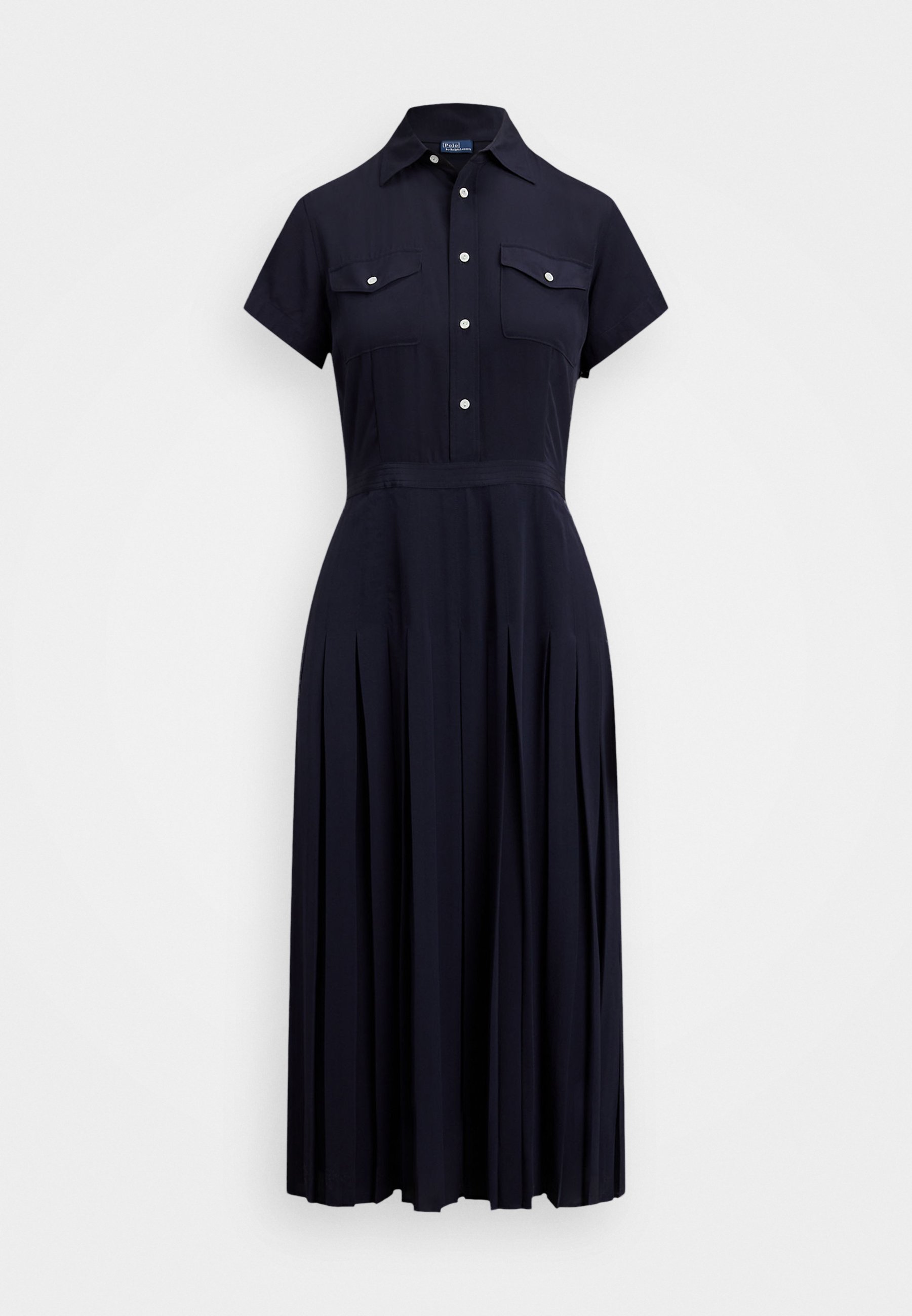 Robe-chemise plissée en crêpe de soie Polo Ralph Lauren - encre