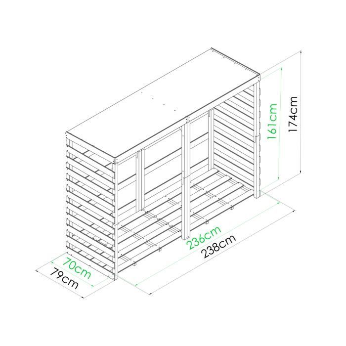 Riparo in legno XL 238x82x174 cm