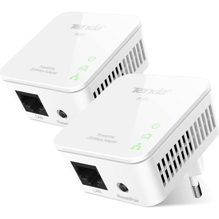 Tenda P200 Twin Pack - 2x Powerline HomePlug AV 200 Mbps con 2 porte LAN Fast Ethernet
