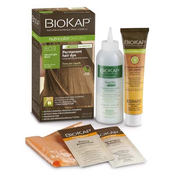Tinte capilar rápido BioKap Rubio Claro Natural 8.03, 135 ml