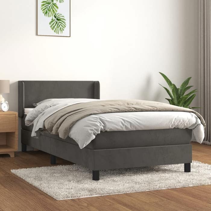 Rete a doghe e materasso - Maison Exclusive - Velluto grigio scuro - 90x200 cm - Massimo relax