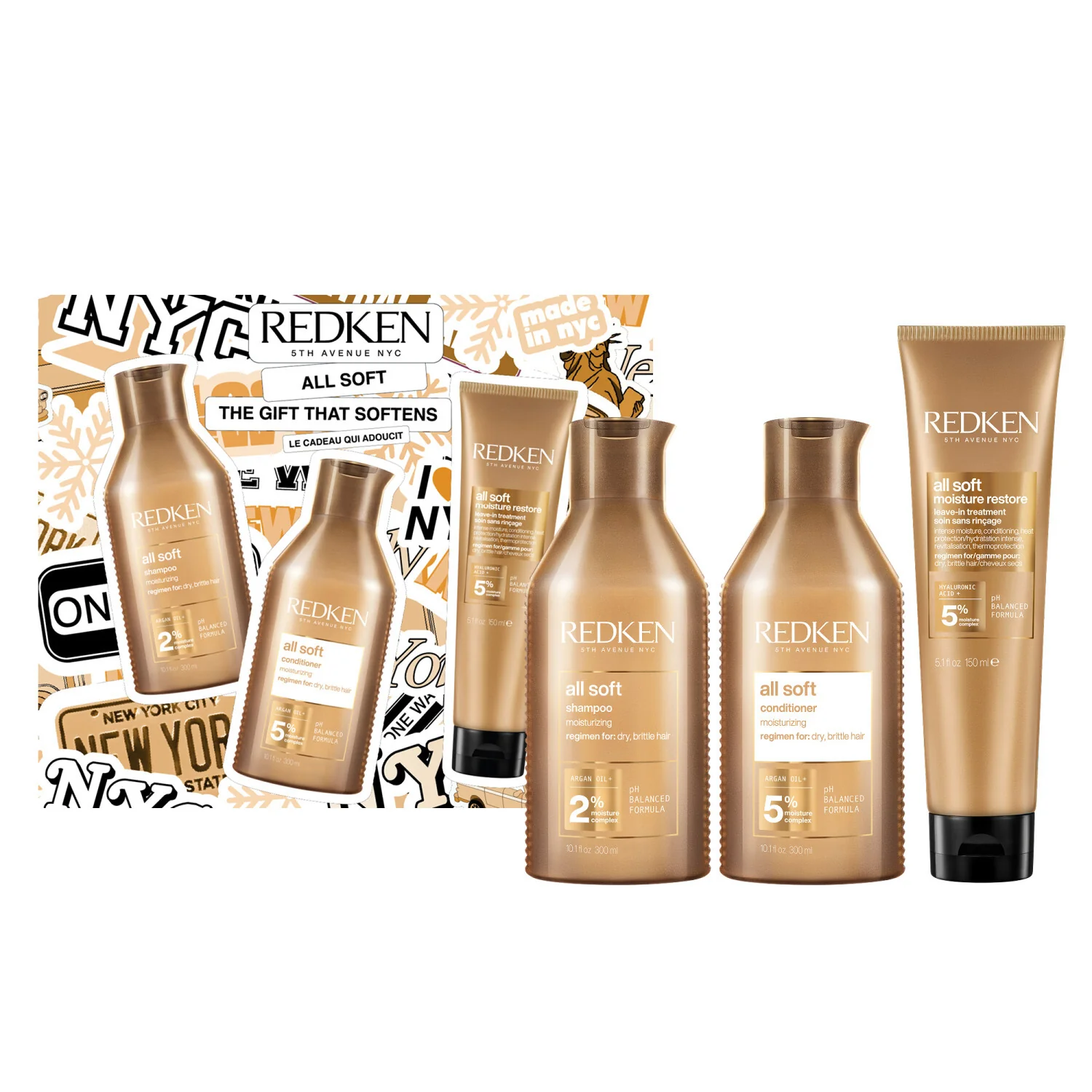 All Soft Cofanetto Natale Shampoo, Conditioner & Heavy Cream per capelli Secchi - Cofanetti per Capelli, Shampoo Delicato, Balsamo Uso frequente Capelli, Crema Capelli