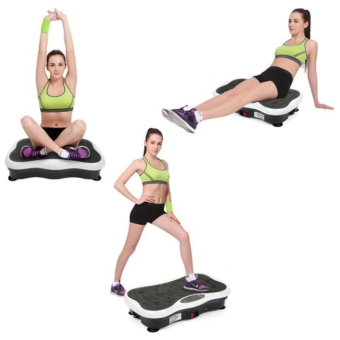 Plataforma vibratoria oscilante de 200 W en color negro y rojo para fitness con pantalla LCD y audio Bluetooth.