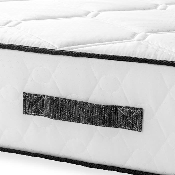 Matratze und Lattenrost 90 x 190 cm, 24 cm hoch – Taschenfederkern – 7 Zonen – wendbar – hergestellt in Belgien – DEKO DREAM