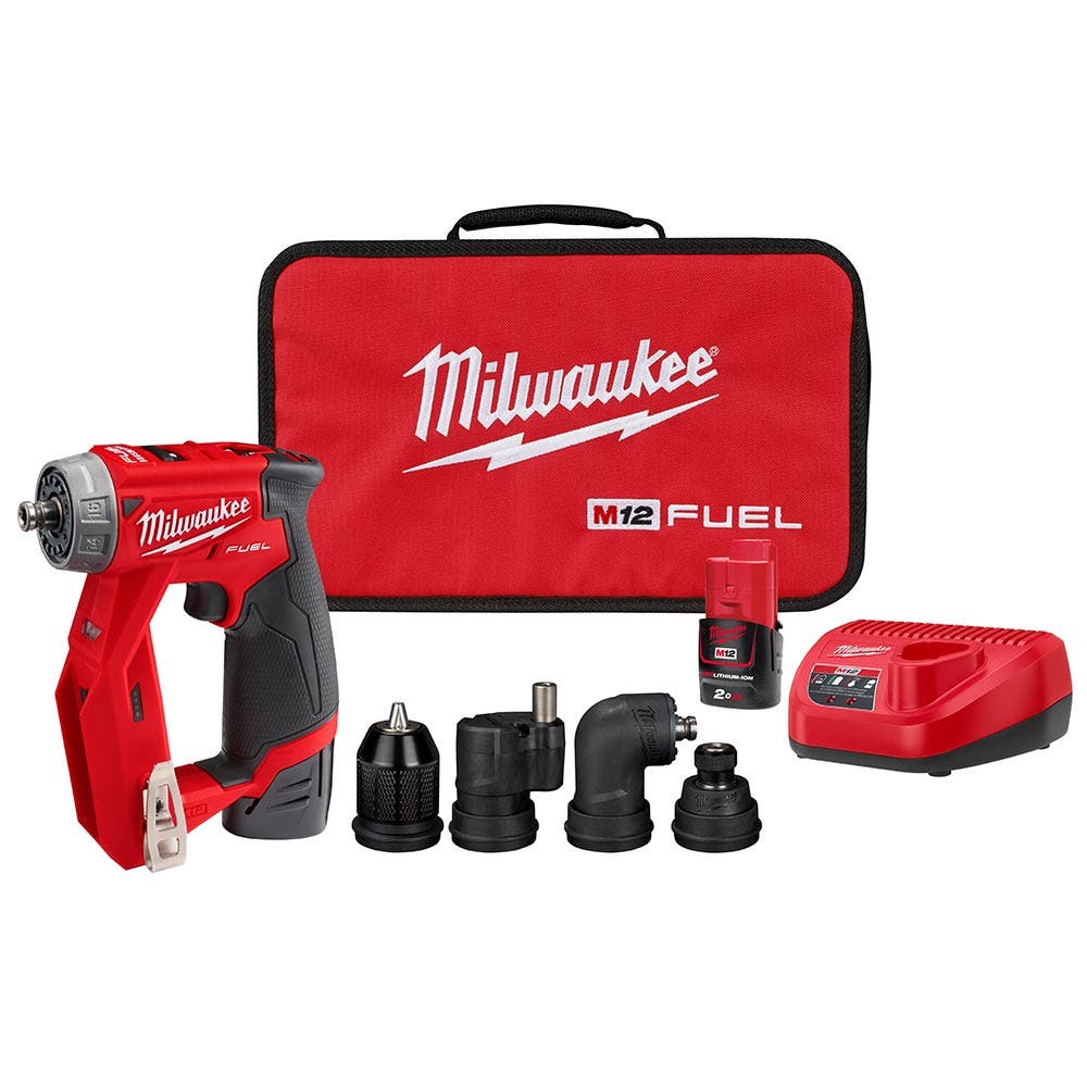 MILWAUKEE 12V 2 x 2,0 Ah 9,5mm Klempner-Bohrschrauber-Set M12FDDXKIT202B