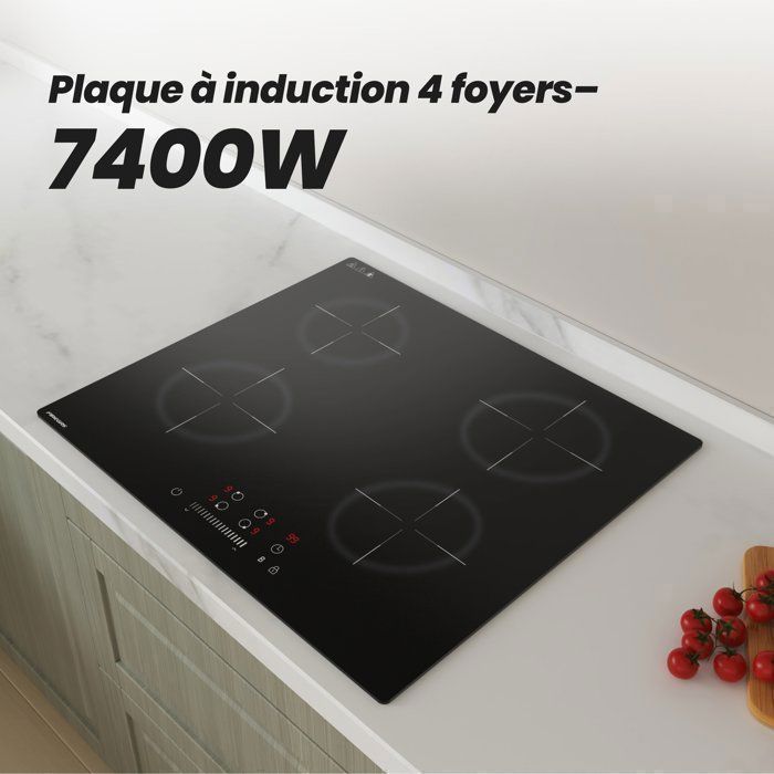 Placa de indução FIREGAS, 4 zonas, 7400 W, cozimento rápido e preciso, 59 cm
