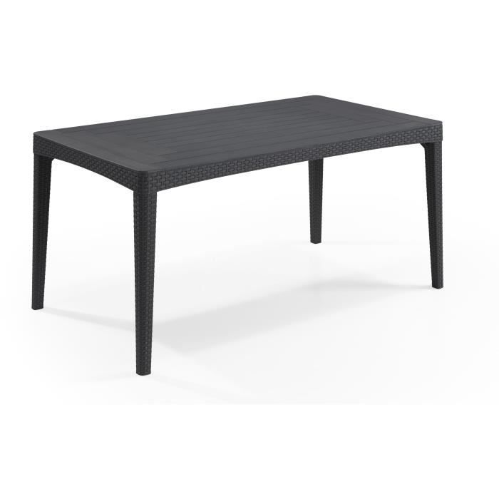 Tavolo da giardino rettangolare, grigio grafite, resina, 6 posti, Girona, Allibert by KETER