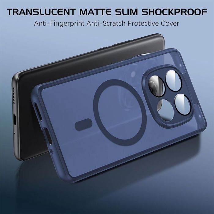 Coque pour Xiaomi Redmi Note 15 5G/4G - avec Anneau Magnétique et Vitre Caméra - Bleu Marine