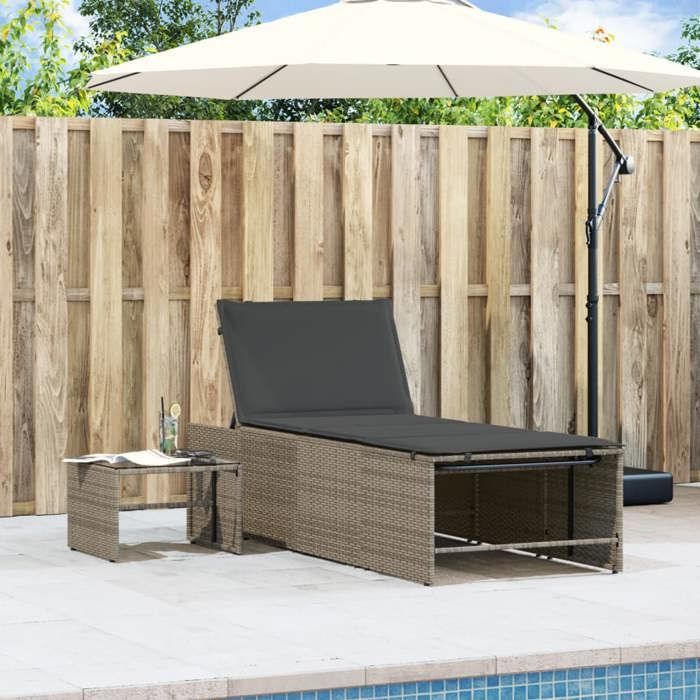 Set di 2 lettini prendisole modulari vidaXL con tavolino, lettino, sedia da giardino, seduta per esterni, 368424