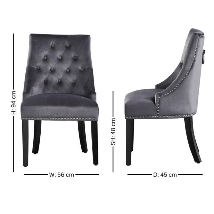 Set of 4 velvet dining chairs with backrests – Designer style, wooden legs – Dining room and living room