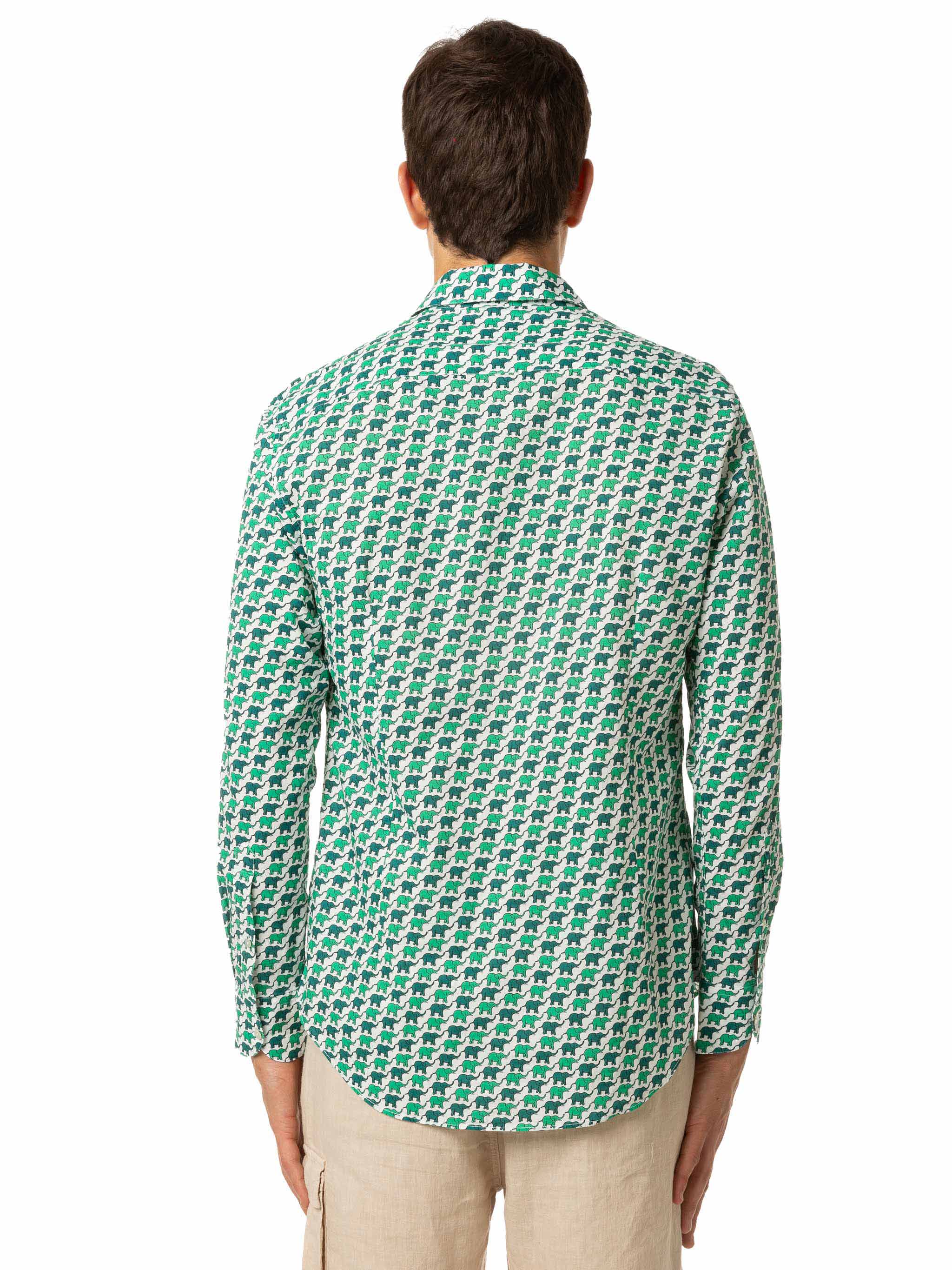 Sikelia herenoverhemd van katoenen mousseline met olifantenprint