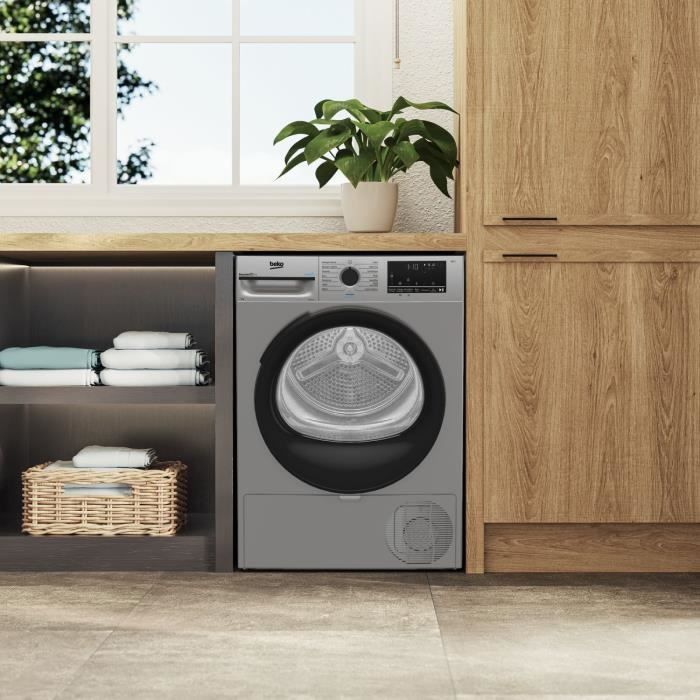 Sèche-linge pompe à chaleur BEKO D3H28E93S Eco Sense - 8 kg - L60cm - Silver