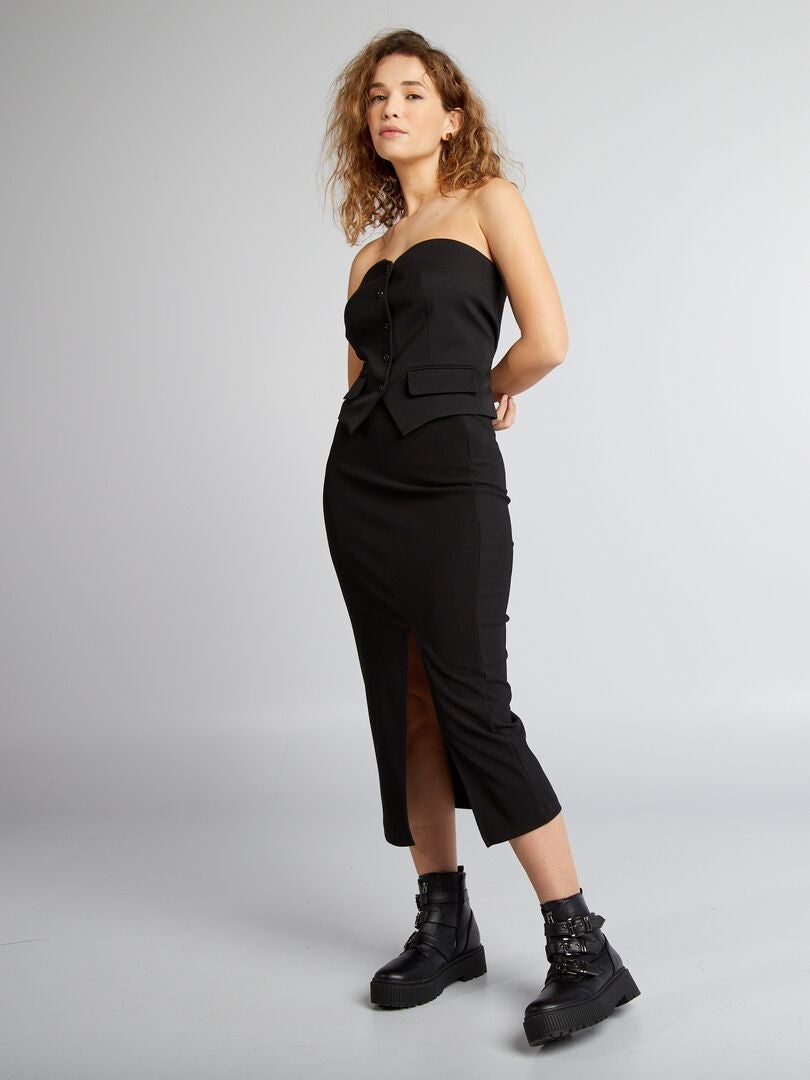 Vest-achtige bustier - zwart