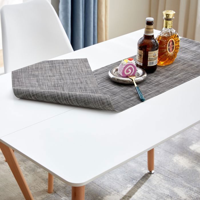Table à manger scandinave - DORAFAIR - 110x70x73 cm - Blanc - Bois massif - Pieds en hêtre - Style rétro nordique