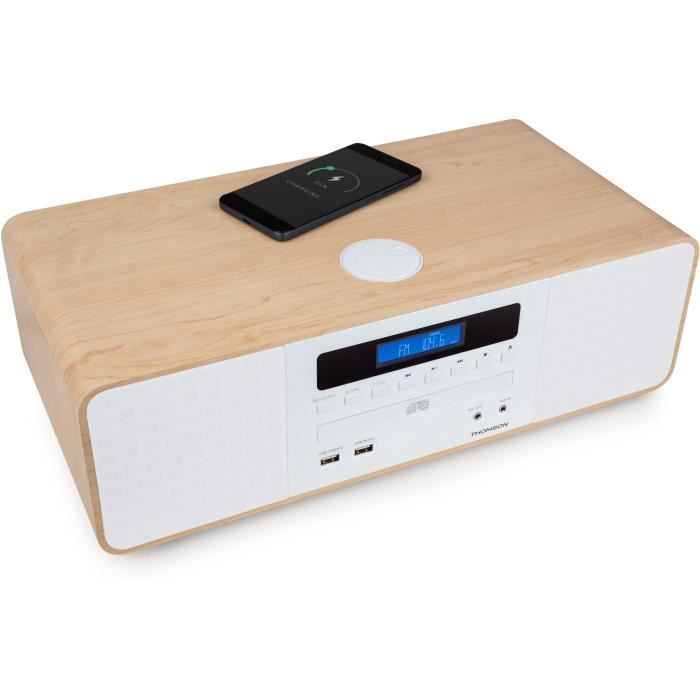 Sistema Hi-Fi Bluetooth compatto - THOMSON - Bianco/Induzione - Radio FM/CD/MP3/USB, 50W, Equalizzatore, Telecomando, Alimentatore 230V