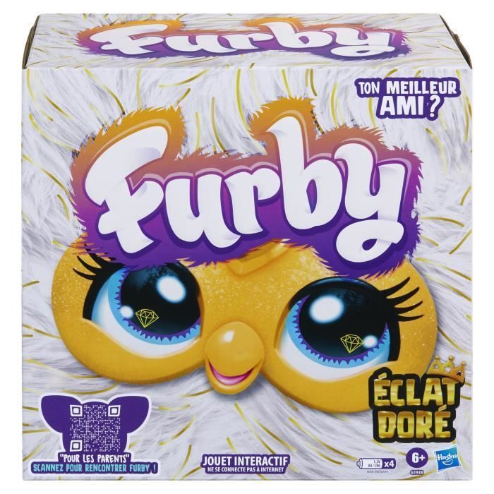 Furby Gold Glow, een spraakgestuurd pluche speeltje dat in het donker oplicht, interactief speelgoed, geschikt voor kinderen vanaf 6 jaar.