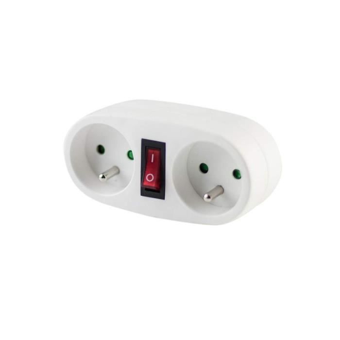 CHACON Presa doppia 2x16A con interruttore bianco