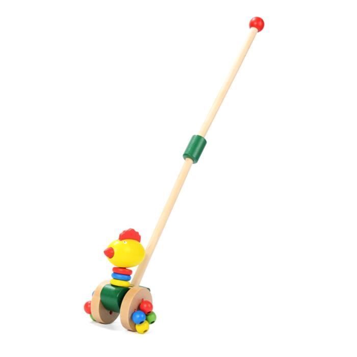 Girello in legno per bambini - SALALIS - Giocattolo da spingere e tirare per imparare a camminare - Bianco - Colorato - Unisex