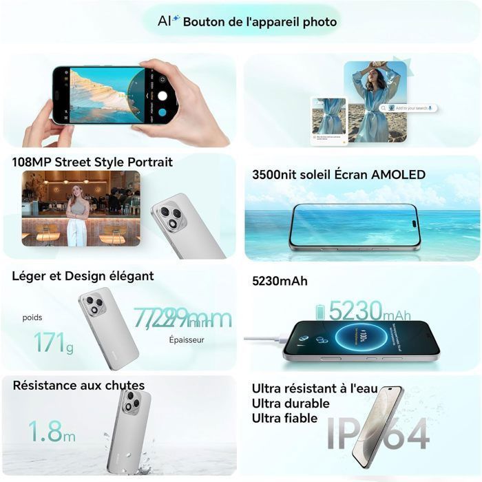 5G Smartphone - HONOR 400 Lite - 8GB RAM - 256GB - Gray - AI Camera Button - 108MP Urban Portrait - 5230mAh - EU version