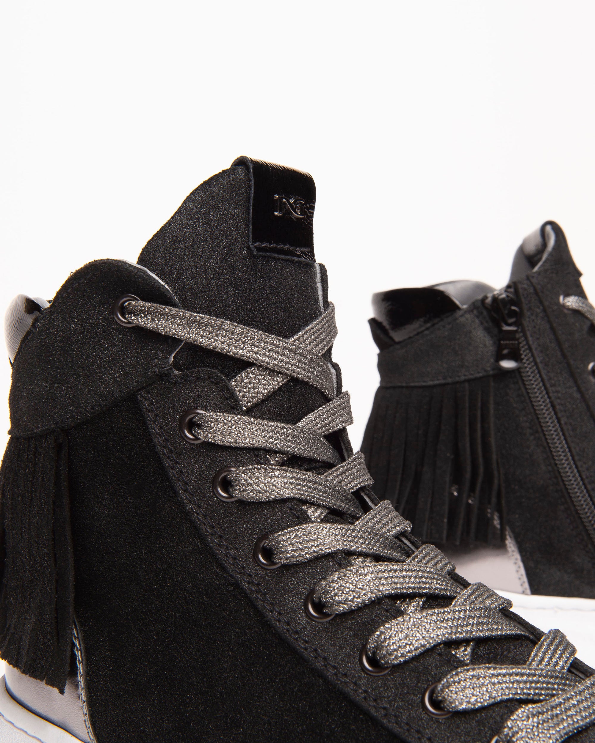  Damen-Sneaker mit hohem Schaft aus Leder und Wildleder