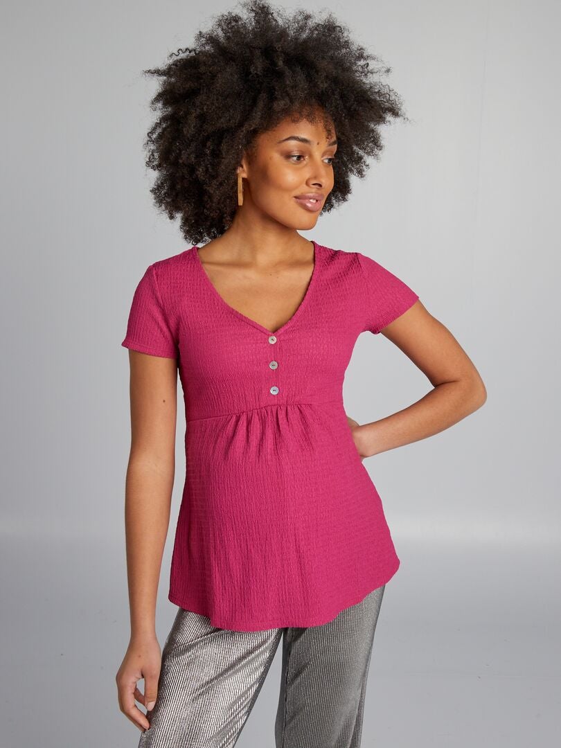 T-shirt voor verpleegkundigen met reliëf - ROZE
