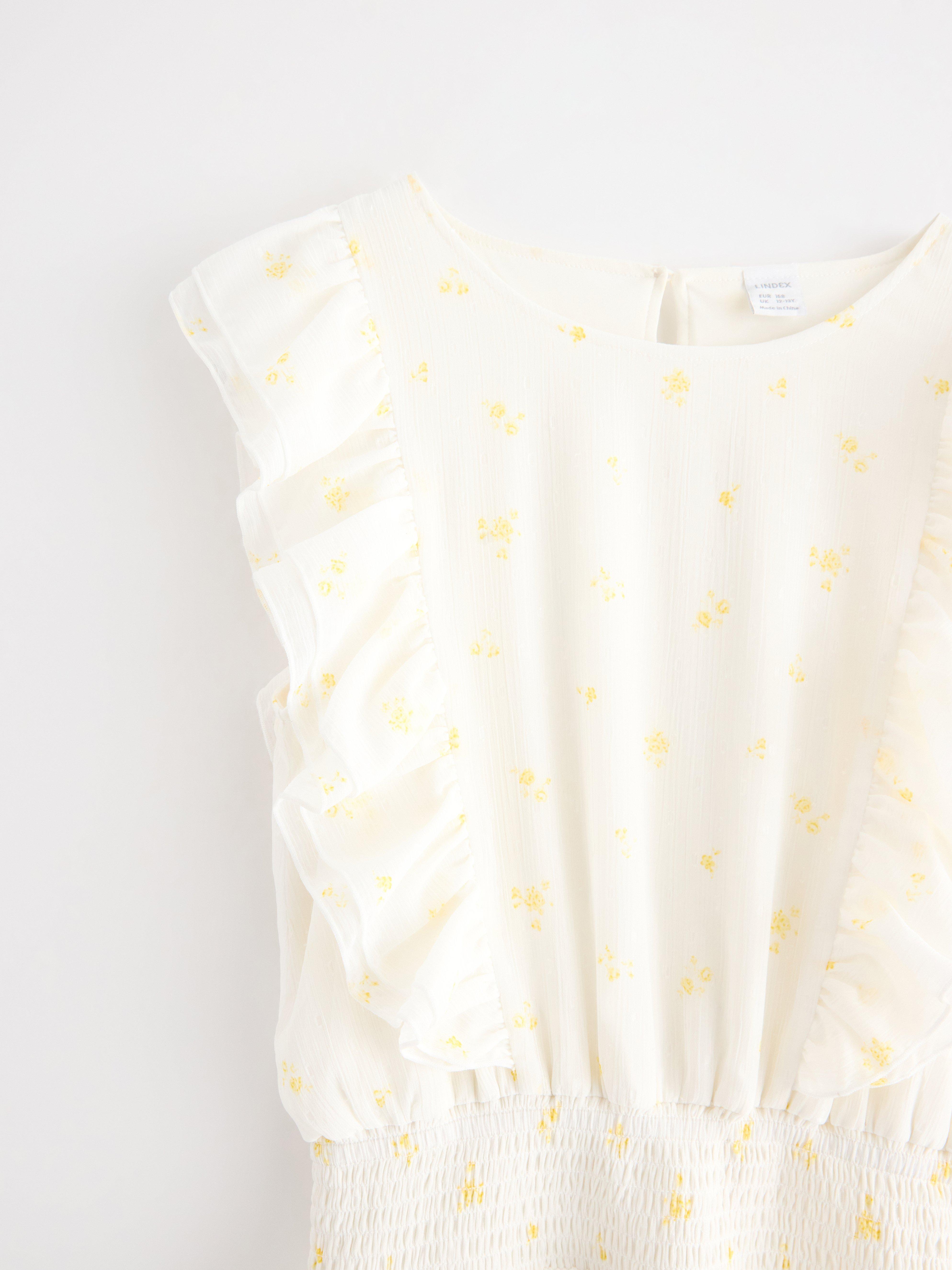 Kjole med rysjer Off White