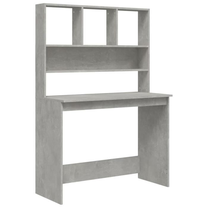 vidaXL Bureau avec étagères Gris béton 102x45x148 cm Bois d'ingénierie 823004