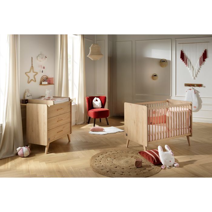 Conjunto completo de dormitorio infantil, cuna y cambiador - ARTY