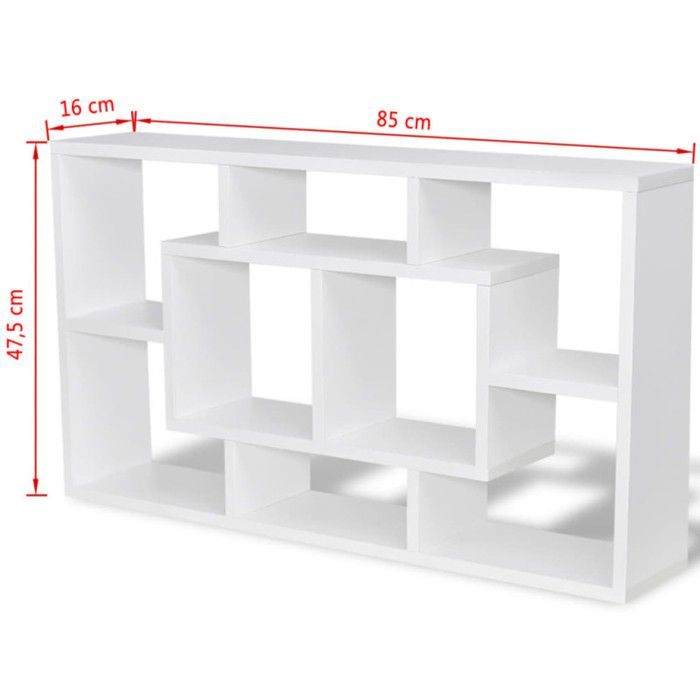 vidaXL wanddisplayrek met 8 vakken, wit