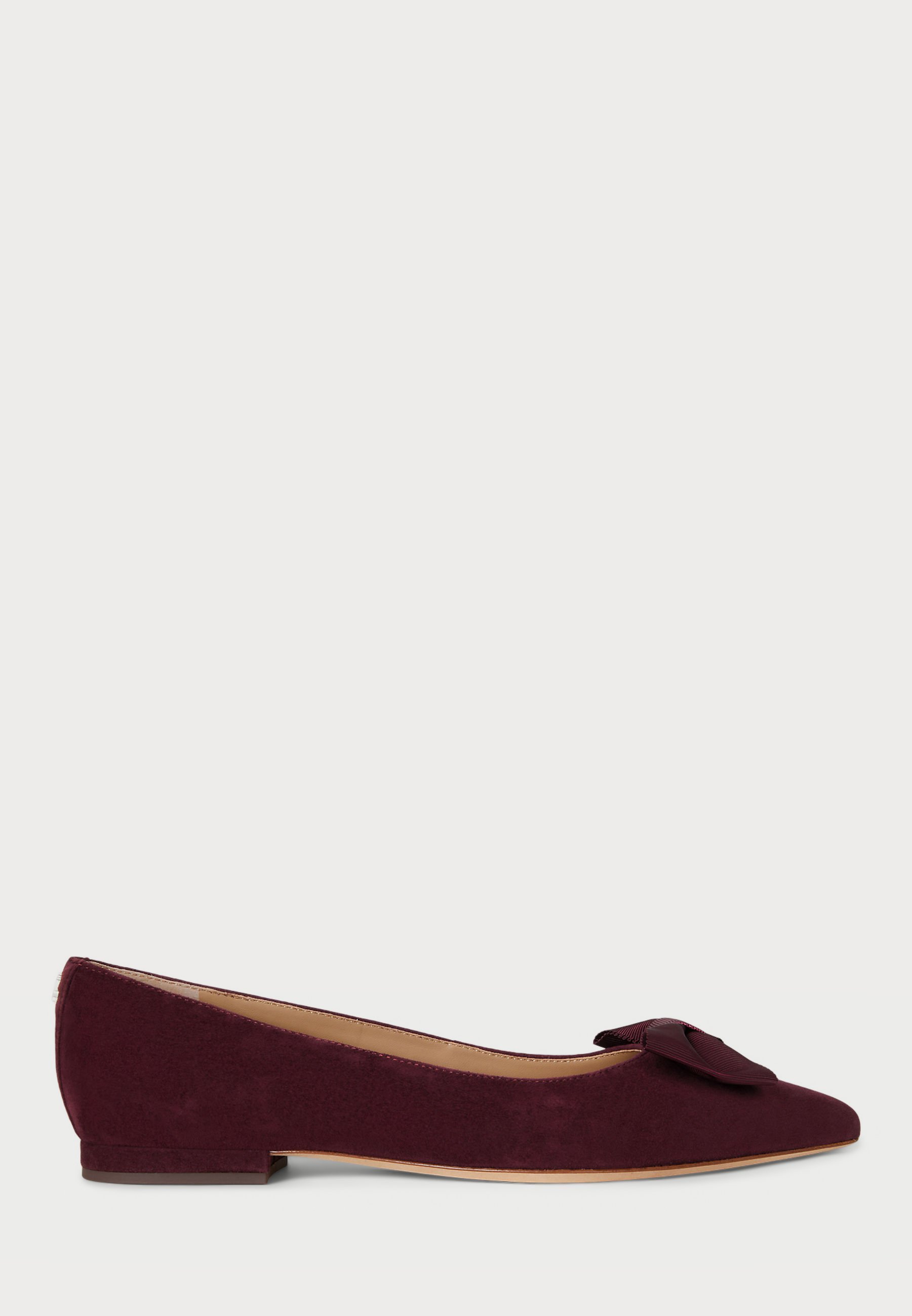 Lauren Ralph Lauren LONDYN BOW TRIM SUEDE BALLET FLAT - Balerínky - dark garnet