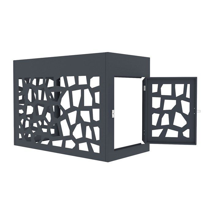 Cubierta de aluminio perforado para aire acondicionado/bomba de calor - Con puerta de acceso - Antracita - KAZOMA