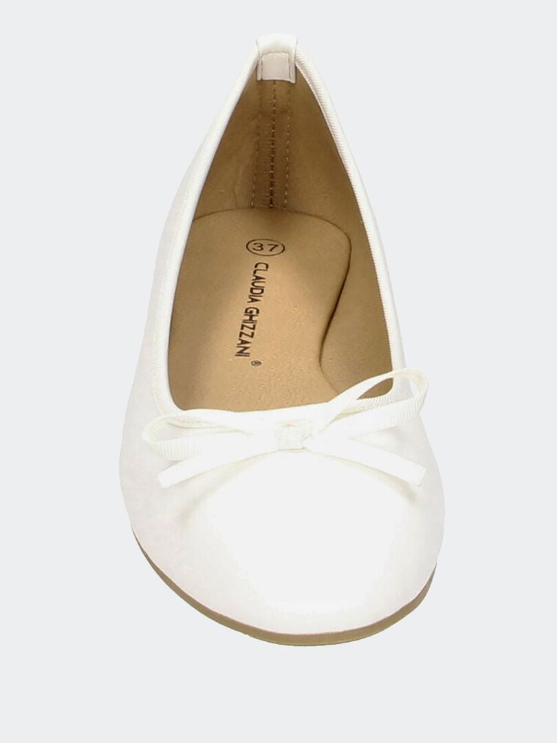 Ballerina's met strik met patroon - WIT