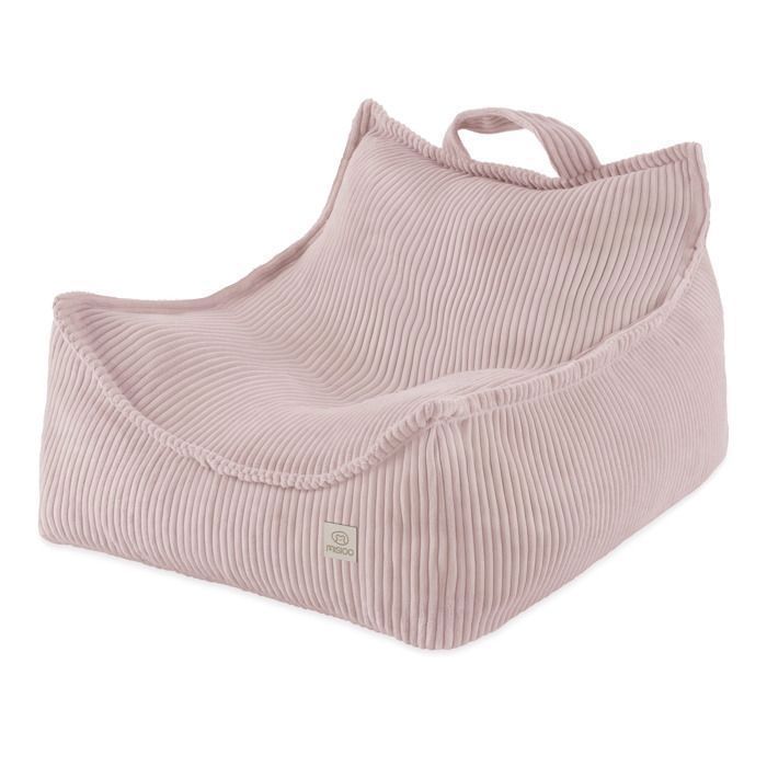 MISIOO Vierkante pluizige zitzak voor baby-/kinderkamer, roze corduroy, 77x67x50 cm